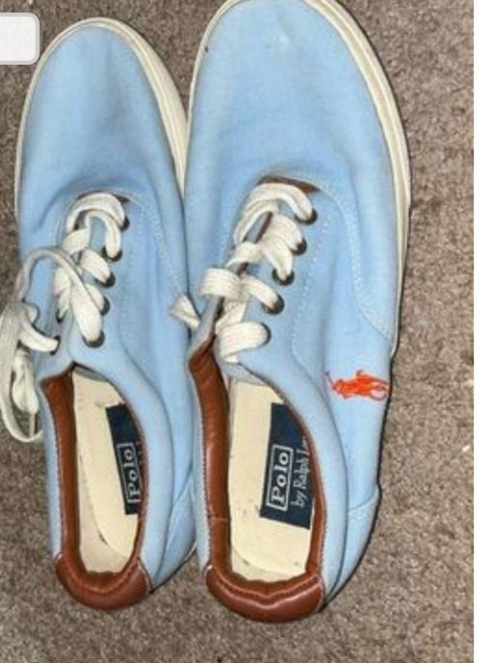 Polo by Ralph Lauren Light Blue Canvas Sneakers with Orange Logo